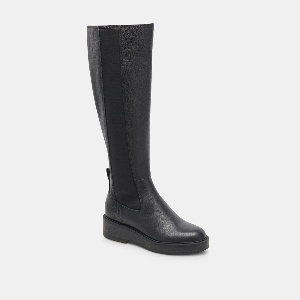 DOLCE VITA Eamon Knee High Boot Black Size 9.5 Women's Platform Flat Shoes